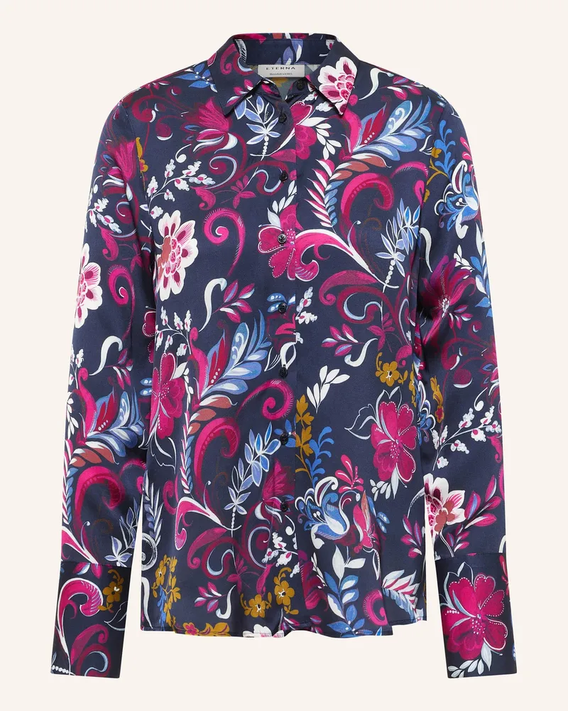 Eterna Hemdbluse aus Satin Dunkelblau