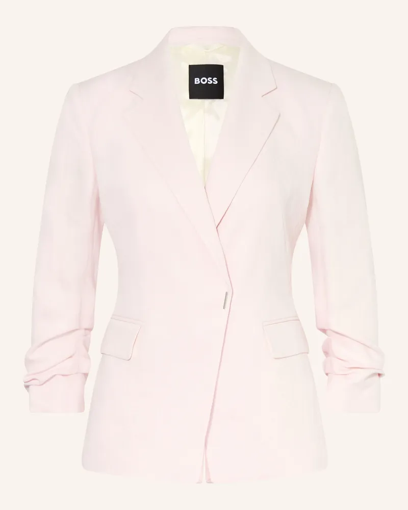 HUGO BOSS Blazer JIA mit Leinen und 3/4-Arm Hellrosa