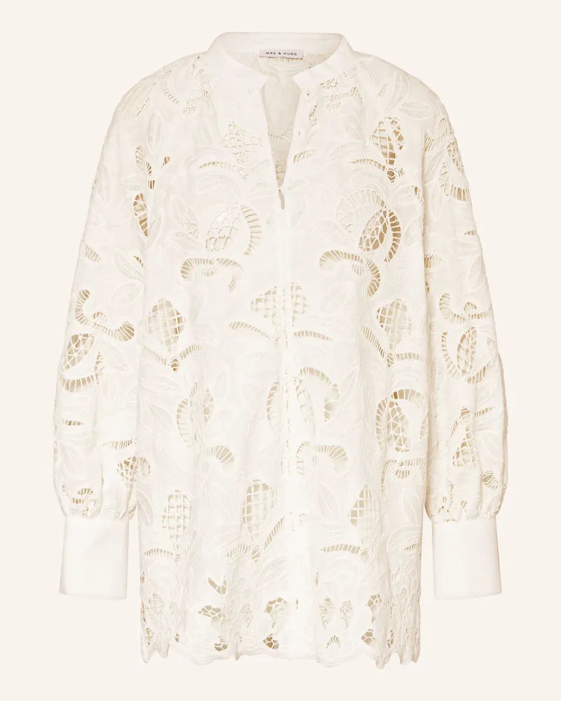 Mrs & HUGS Blusenshirt Mit Lochspitze weiss Weiss