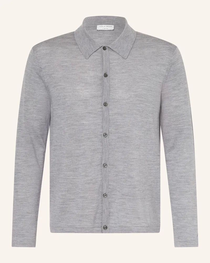 Tiger of Sweden Strickhemd Verklin Comfort Fit Aus Merinowolle grau Grau