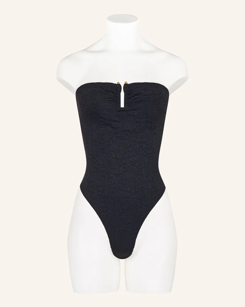 FARM Rio Bandeau-Badeanzug Black Palm Trees schwarz Schwarz