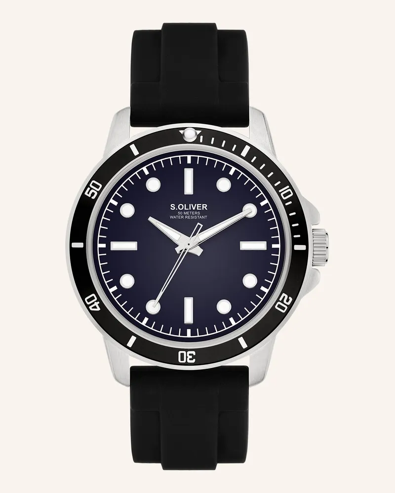 S.Oliver Armbanduhr  Aus  Silikon schwarz Schwarz