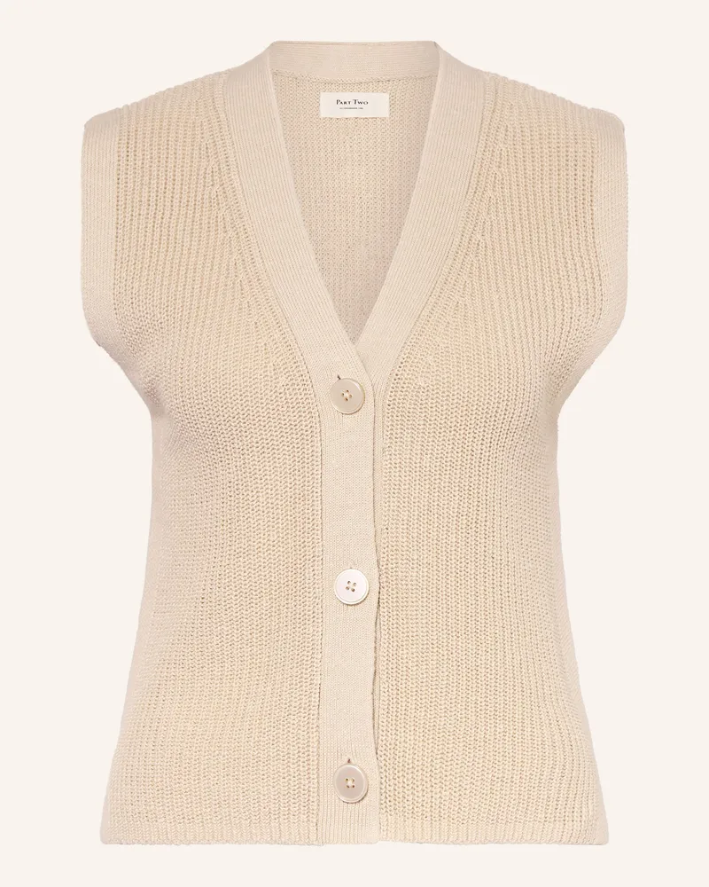 Part Two Strickweste Mit Leinen beige Hellbraun