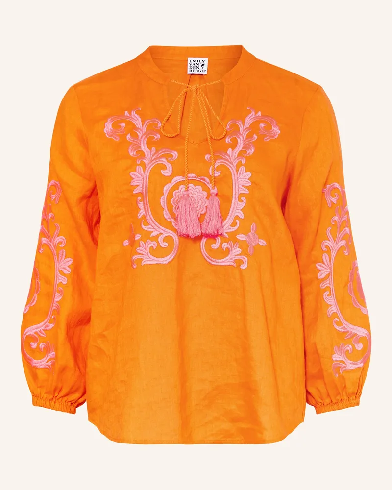 Emily van den Bergh Blusenshirt Aus Leinen Mit 3/4-Arm orange Orange