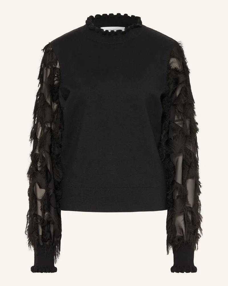 RINO & PELLE Pullover Janique Im Materialmix schwarz Schwarz