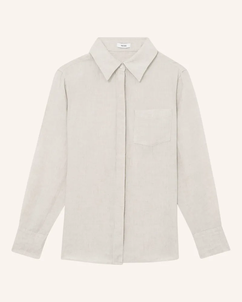 Reiss Hemdbluse Belle Aus Leinen beige Ecru