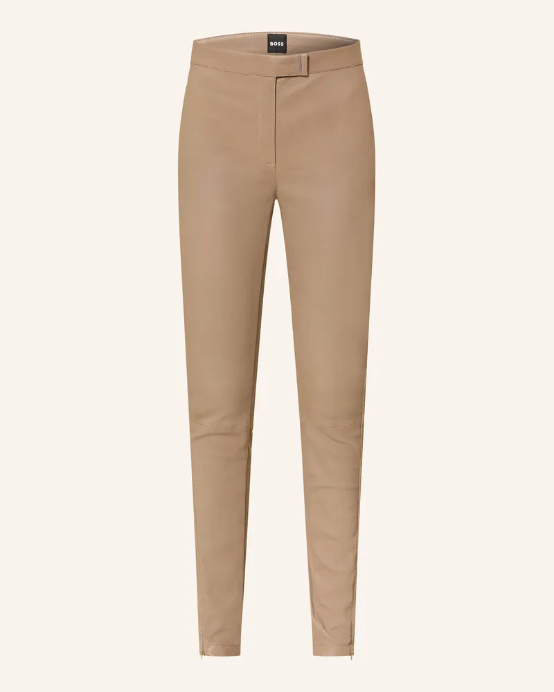 HUGO BOSS Lederhose Simax beige Braun