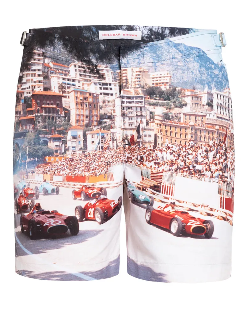 Orlebar Brown Badeshorts Bulldog Photographic rot Hellorange