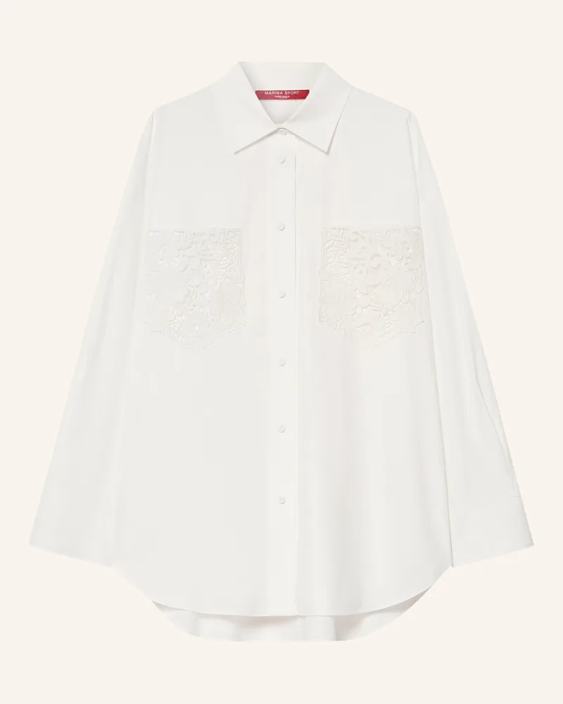 Marina Rinaldi Hemdbluse Mit Spitze Und Schmucksteinen weiss Weiss