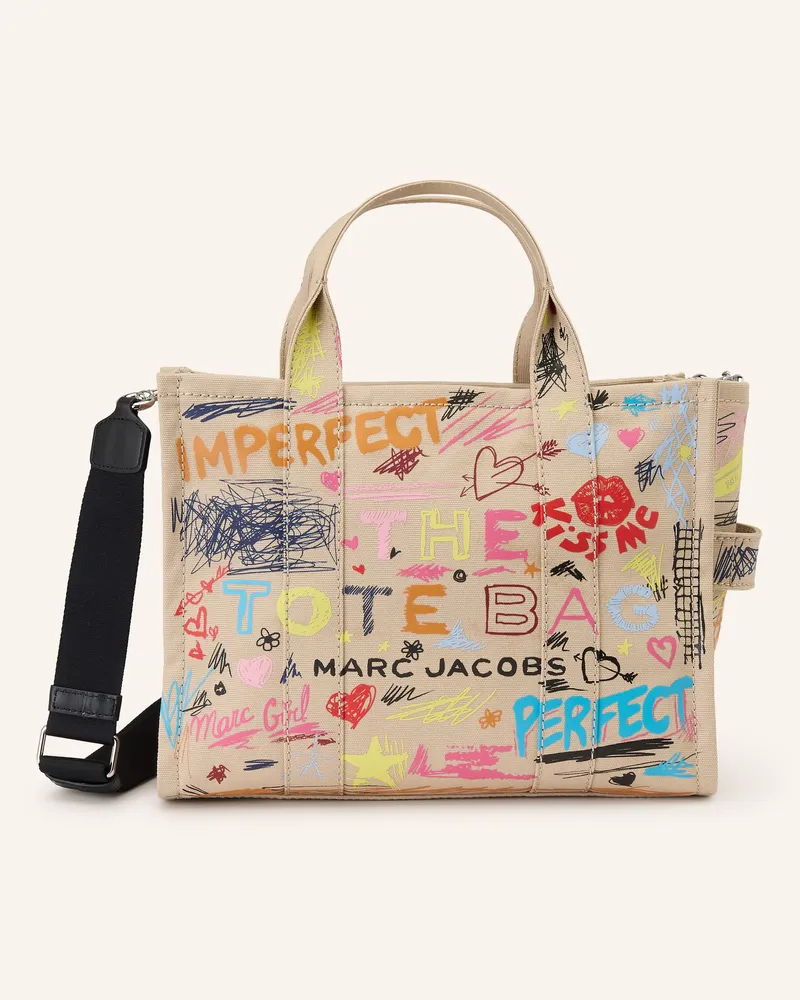 Marc Jacobs Handtasche The Punk Scribble Canvas Medium Tote Bag beige Beige