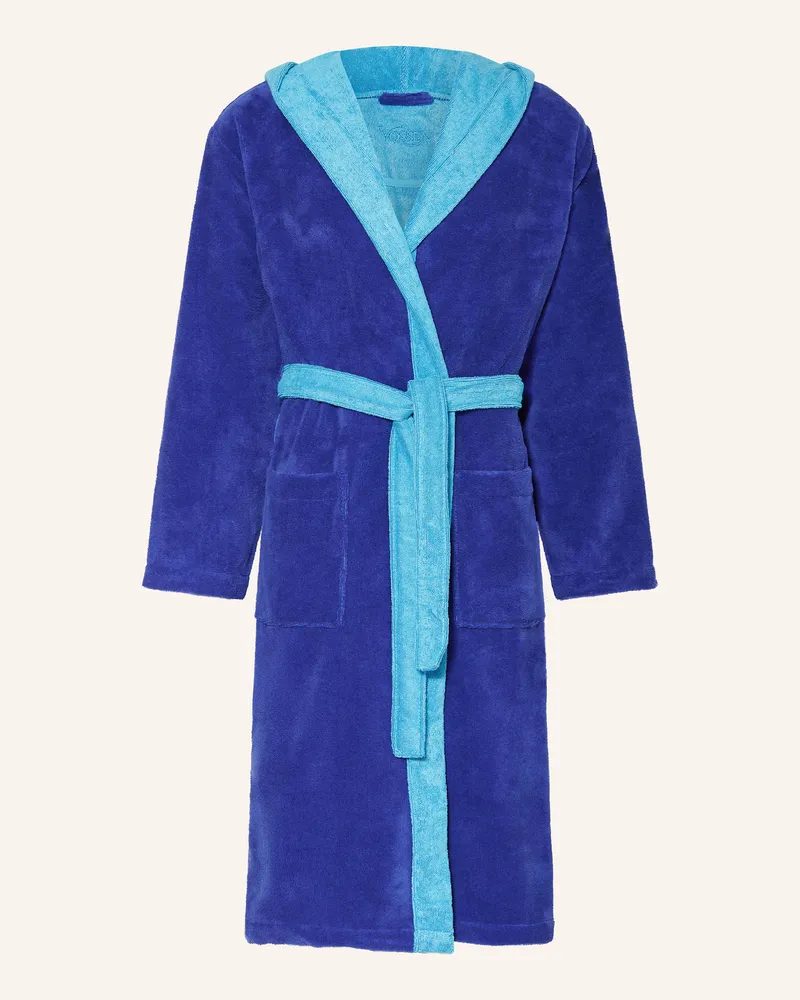 Vossen Unisex-Bademantel COMFORT LINE mit Kapuze Blau