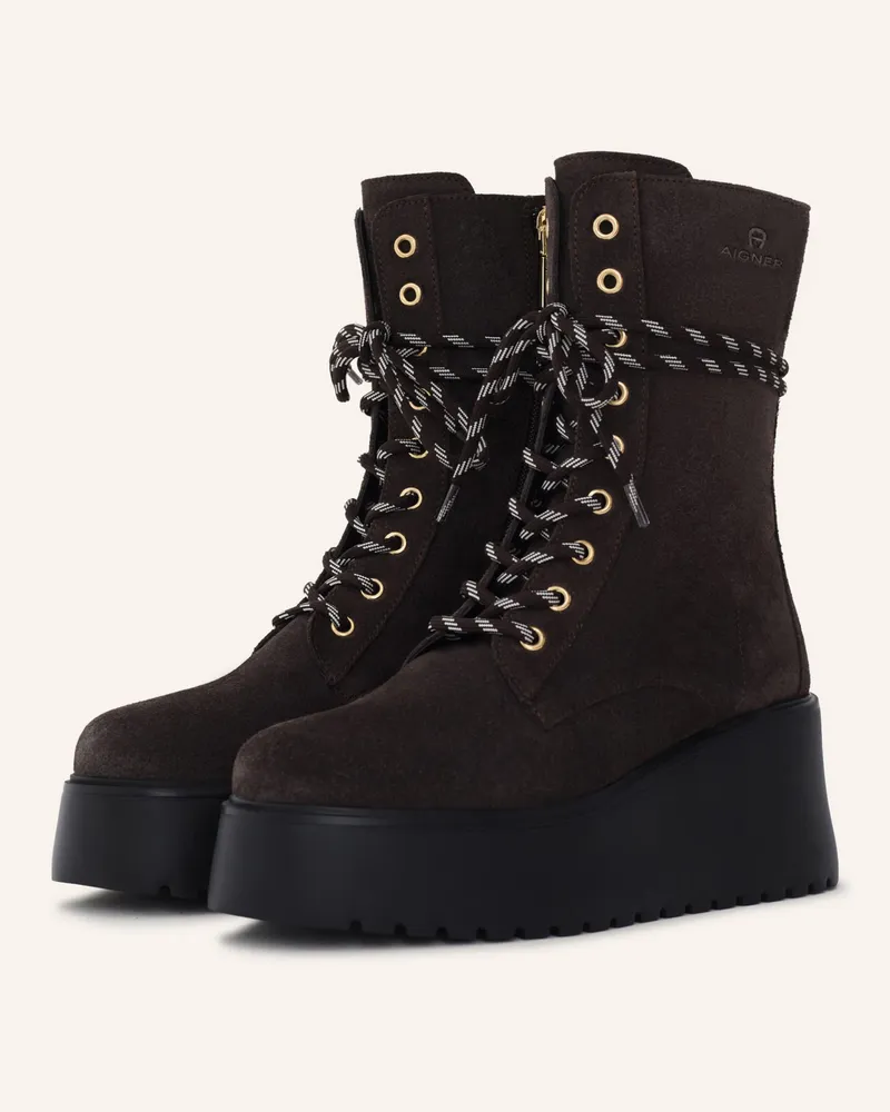 Aigner Plateau Bootie With Lacing Plateau Bootie 2f braun Dunkelbraun