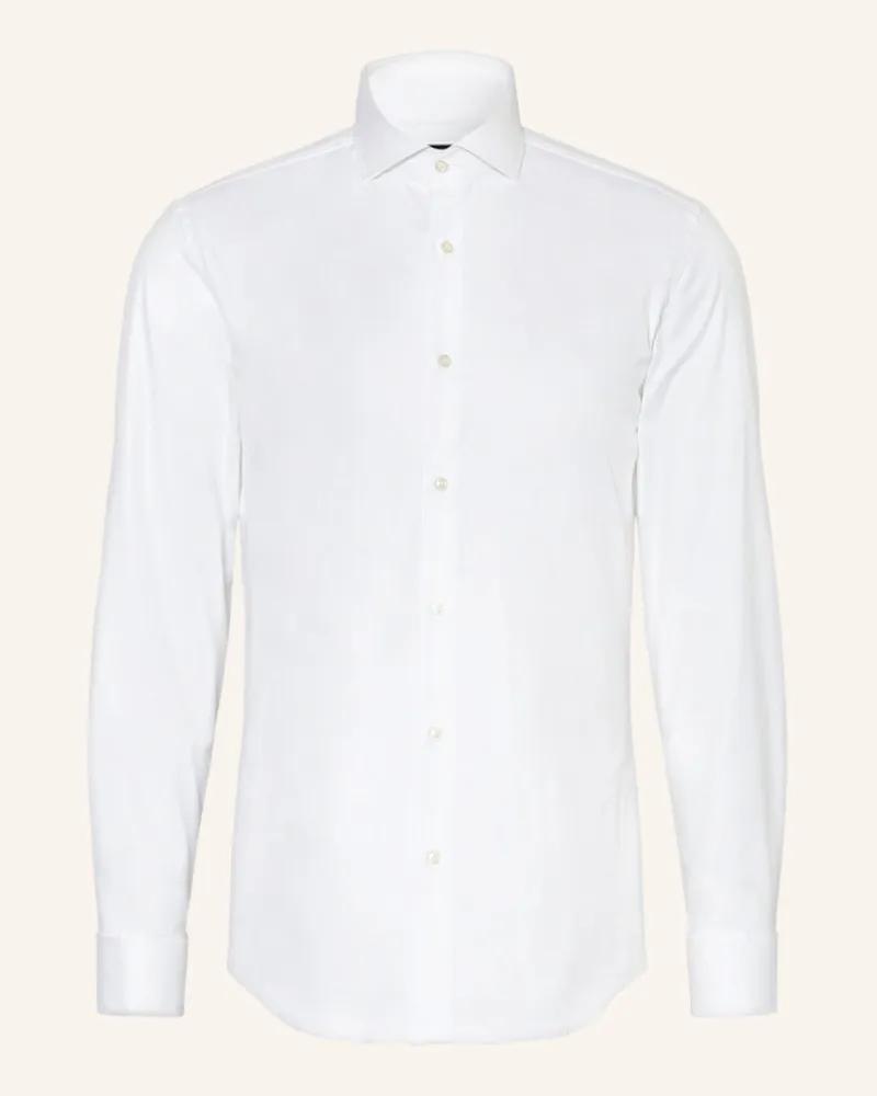 HUGO BOSS Hemd HANK Slim Fit mit Umschlagmanschette Weiss