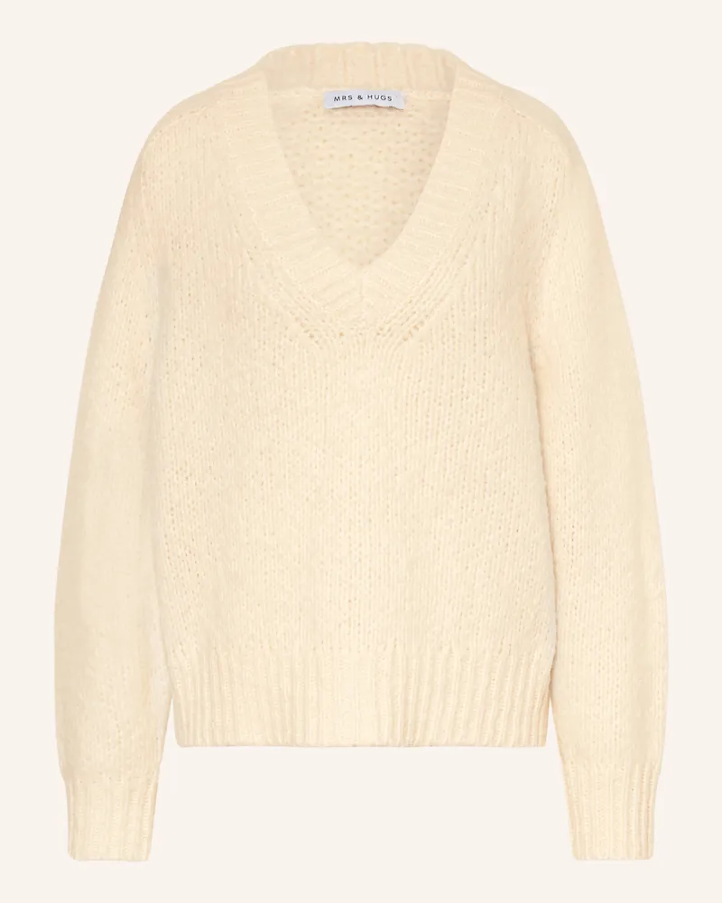 Mrs & HUGS Pullover Aus Merinowolle weiss Ecru
