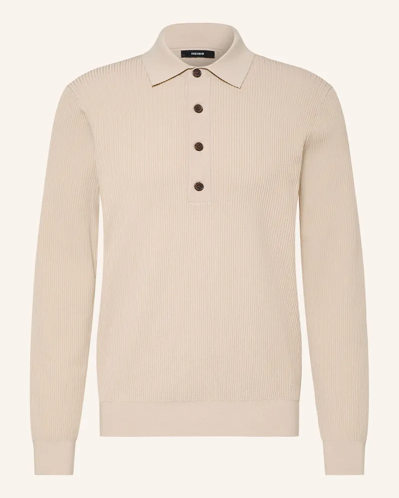 Reiss Strick-Poloshirt grau Hellbraun