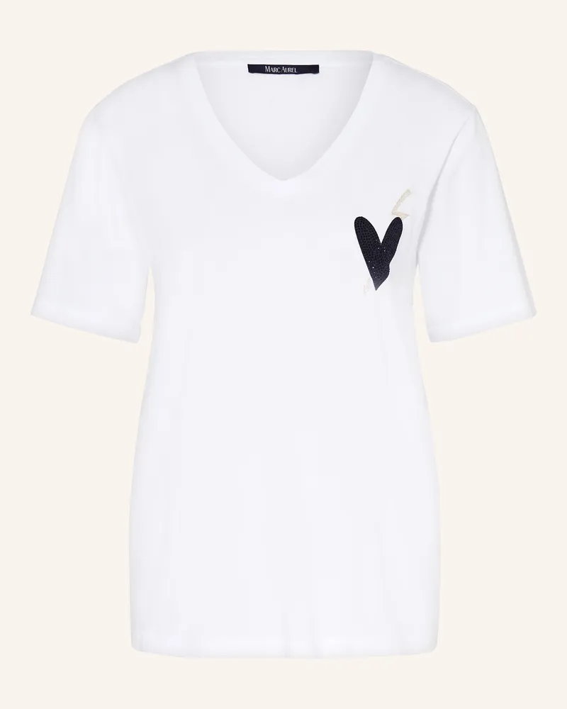 MARC AUREL T-Shirt mit Schmucksteinen Weiss