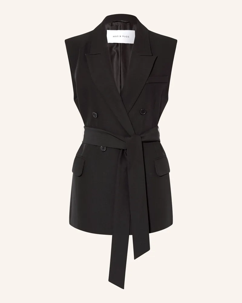 Mrs & HUGS Blazerweste schwarz Schwarz