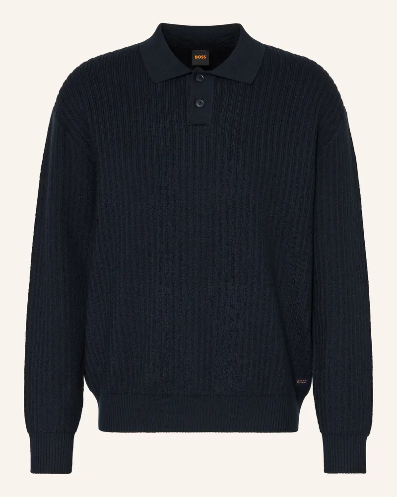 HUGO BOSS Strick-Poloshirt KOTORPOLO Dunkelblau