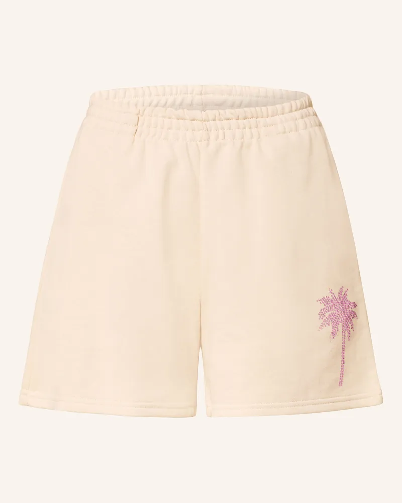 Miss Goodlife Sweatshorts mit Schmucksteinen Creme