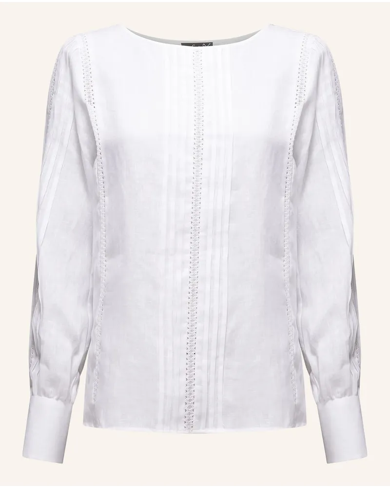 van Laack Bluse Modern Fit Langer Ärmel Kragenlos Weiss