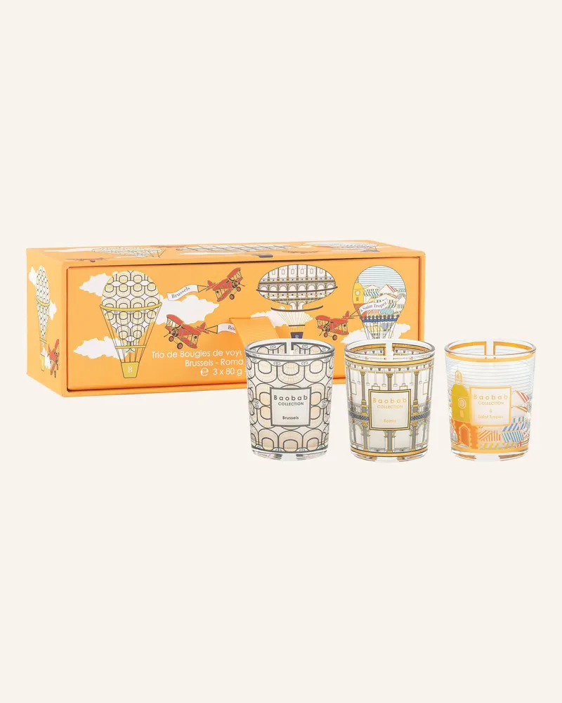 Baobab Collection 3er-Set Duftkerzen TRIO TRAVEL mit Geschenkbox Gold