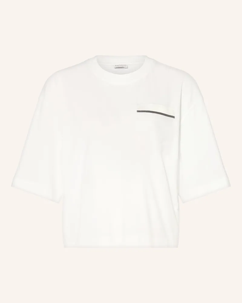 Brunello Cucinelli T-Shirt Mit Schmucksteinen weiss Weiss