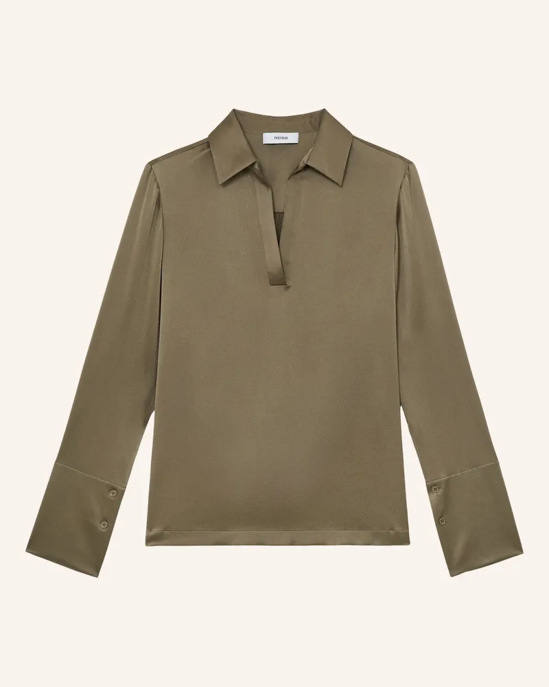 Reiss Blusenshirt Marina Aus Seide gruen Khaki