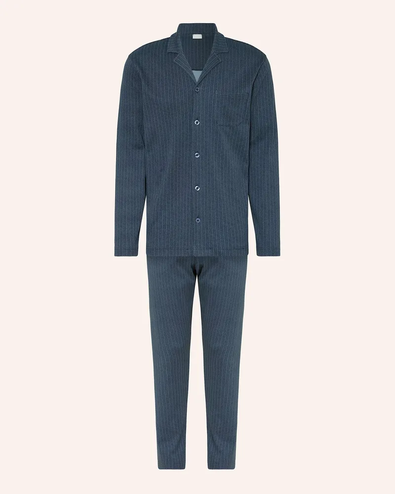 Mey Schlafanzug Serie Wintery blau Dunkelblau
