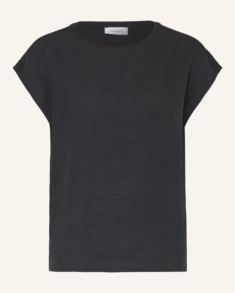 Darling Harbour T-Shirt Im Materialmix Mit Leinen schwarz Black