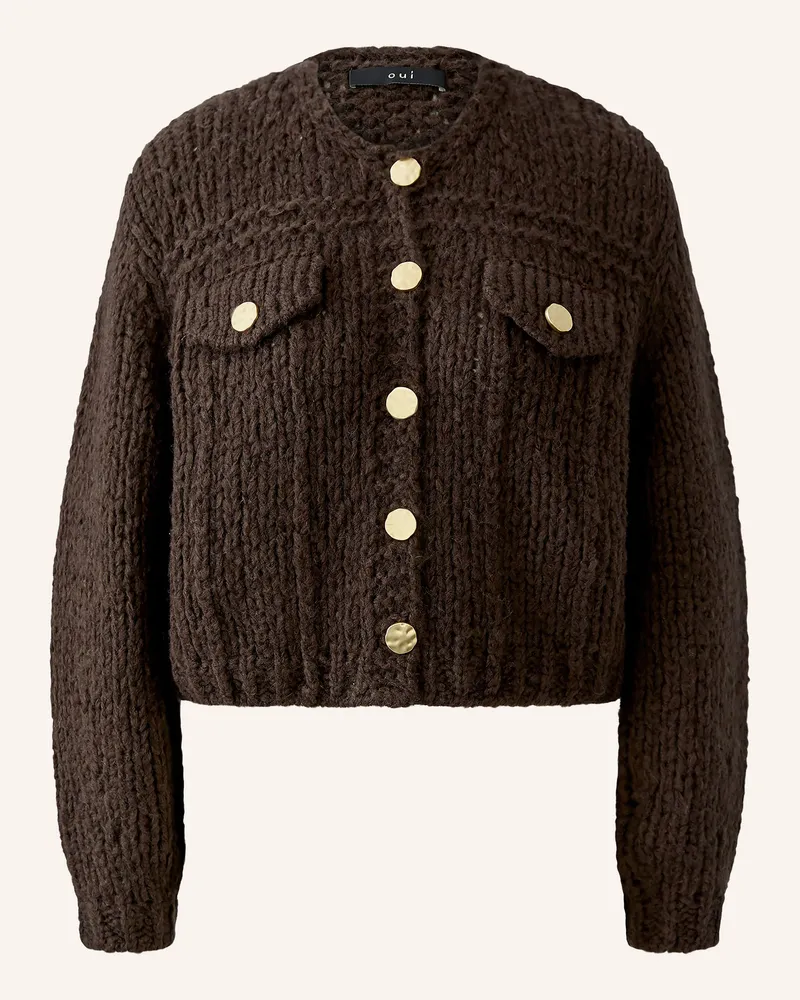 Oui  Strickjacke braun Dunkelbraun