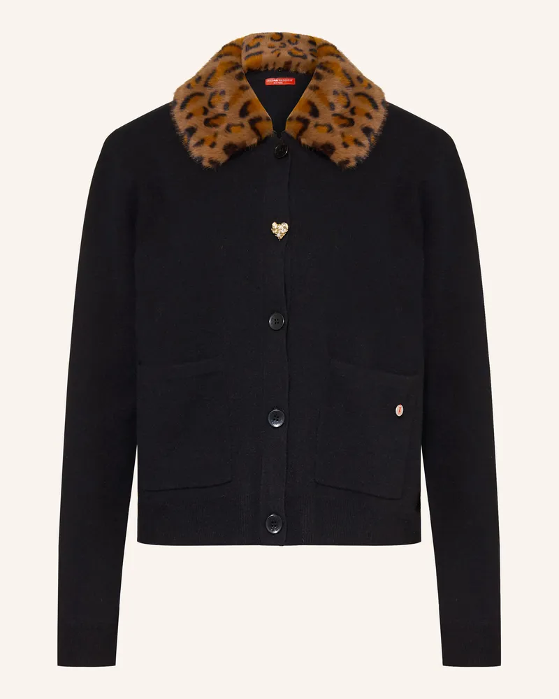 Frieda & Freddies Strickjacke Mit Abnehmbarem Kunstfell-Kragen schwarz Schwarz