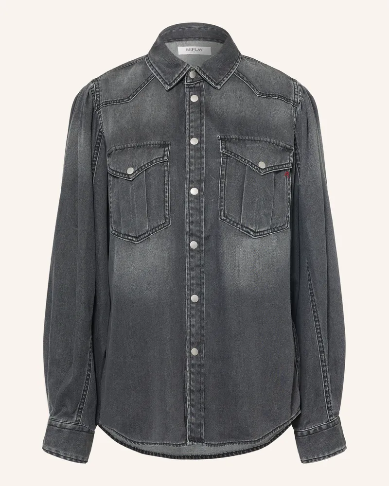 Replay Jeansbluse grau Dunkelgrau