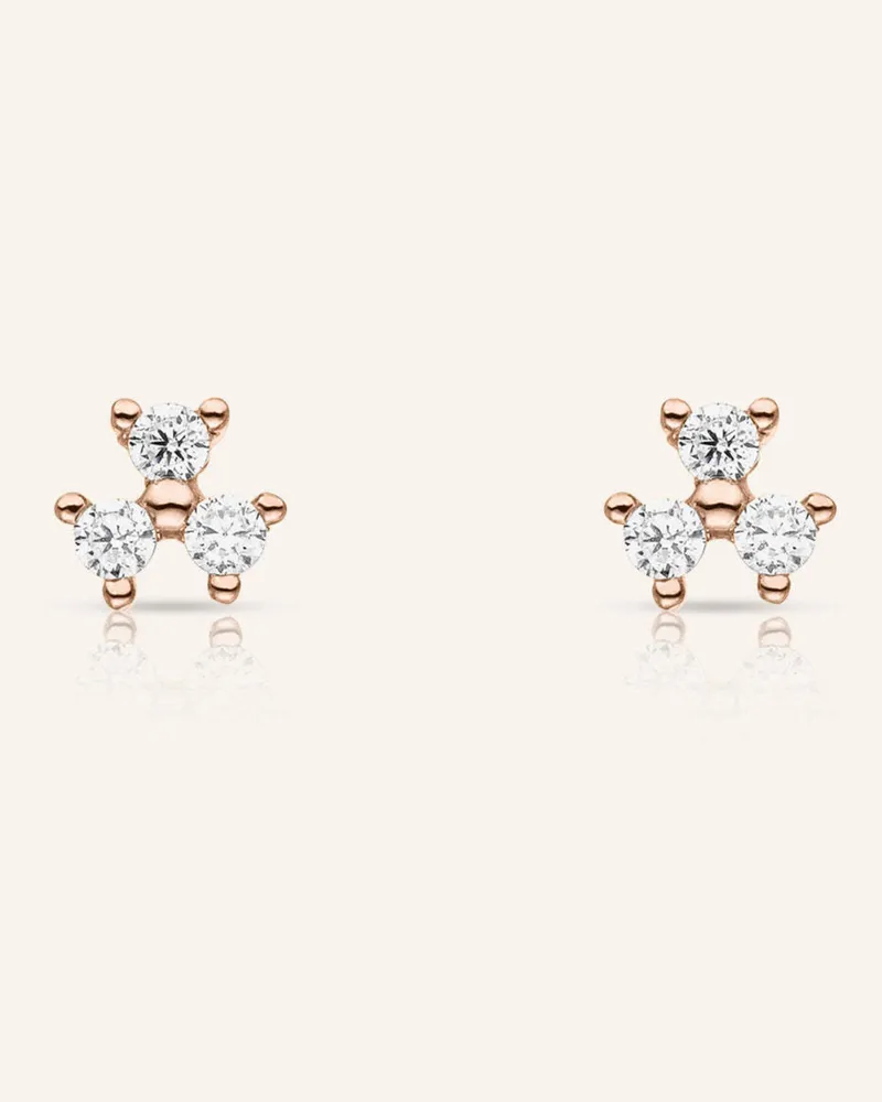 VEYNOU Ohrstecker FLEUR aus 14 Karat Roségold und 0,16ct. Diamanten Roségold