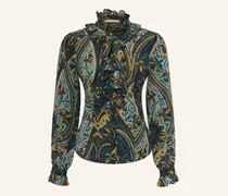 Seidenbluse Catroux Mit Rüschen blau