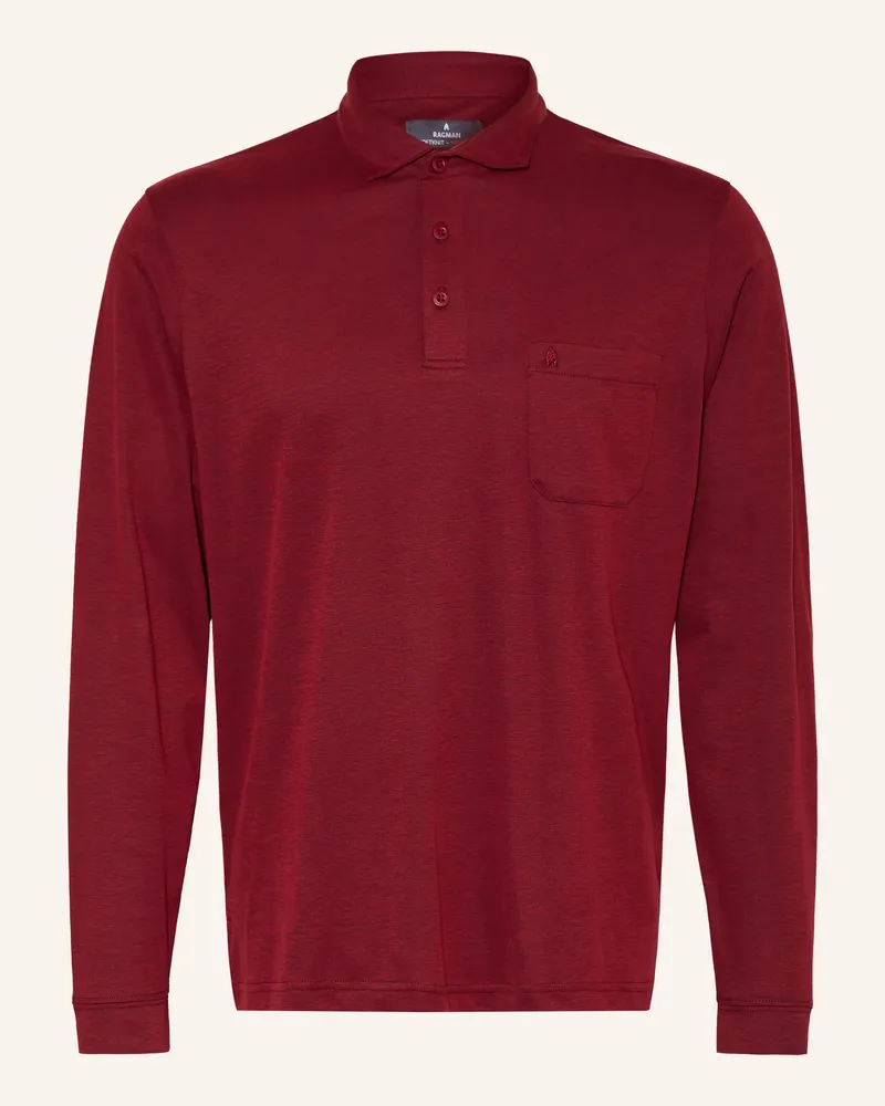 Ragman Piqué-Poloshirt rot Dunkelrot