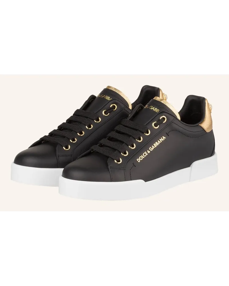 Dolce & Gabbana Sneaker PORTOFINO mit Schmuckperle Weiss