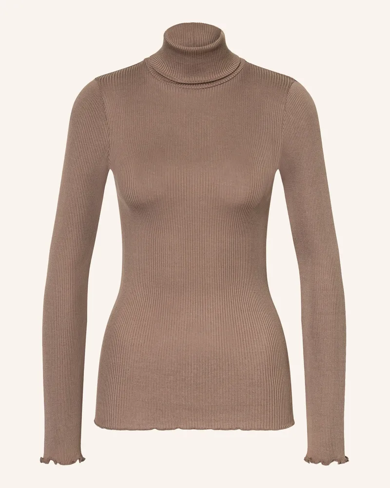 Rosemunde Rollkragenshirt Babette Aus Seide beige Taupe