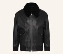 Lederjacke Jopeak Mit Abnehmbarem Kragen schwarz