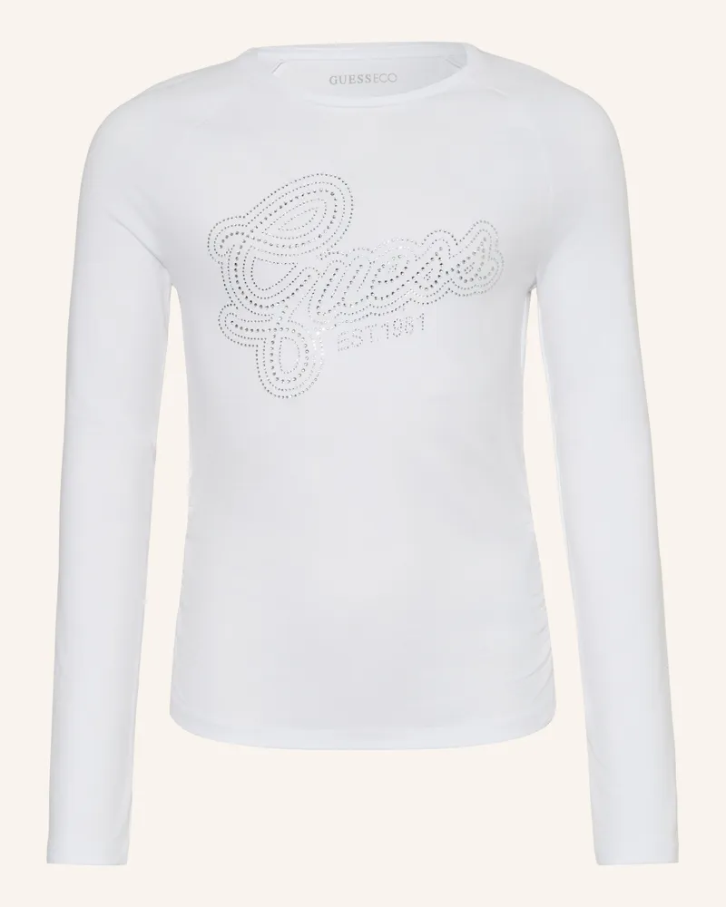 Guess Longsleeve Mit Schmucksteinen weiss Weiss