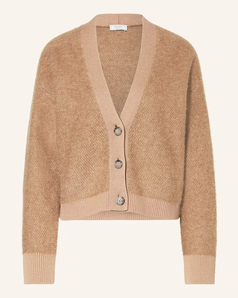 Peserico Strickjacke mit Glitzergarn Camel