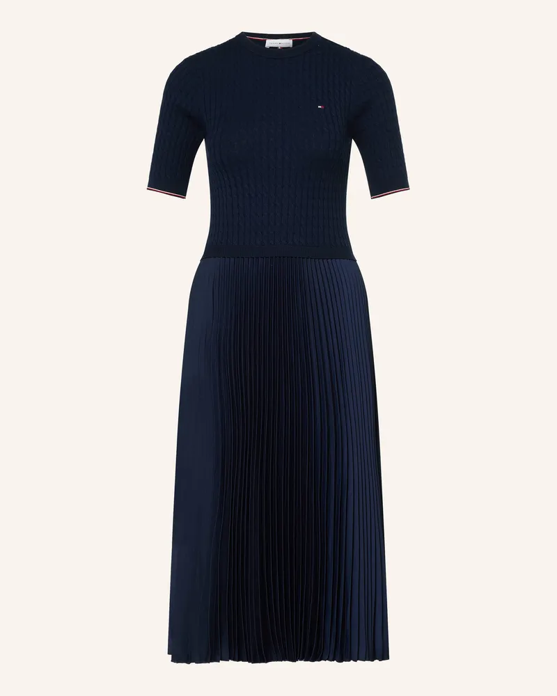 Tommy Hilfiger Strickkleid Im Materialmix Mit Plissees blau Dunkelblau