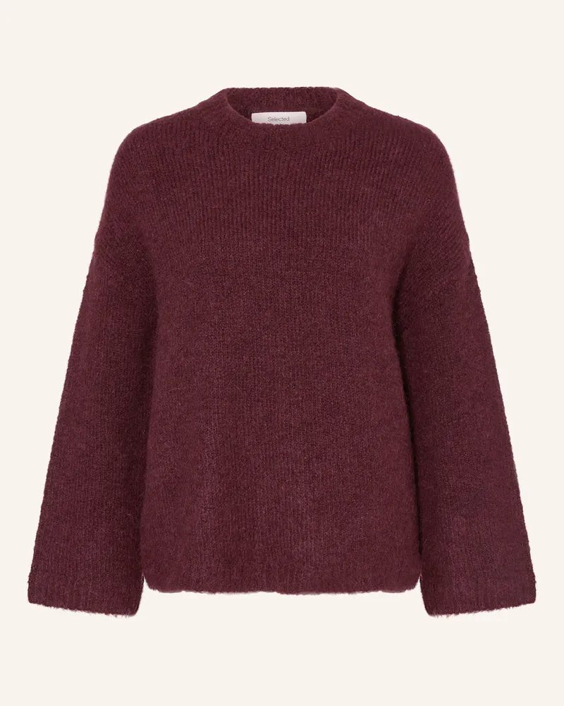 Selected Pullover mit Alpaka Dunkelrot