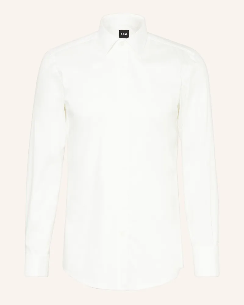 HUGO BOSS Hemd HANK Slim Fit mit Umschlagmanschette Weiss