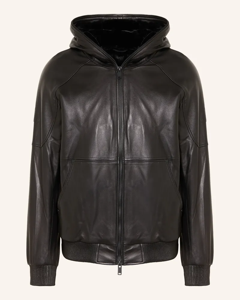 Moose Knuckles Lederjacke schwarz Schwarz
