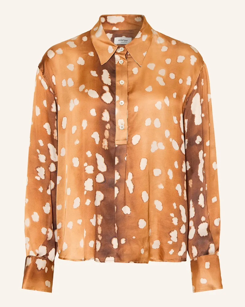 ottod’Ame Blusenshirt Aus Satin beige Cognac