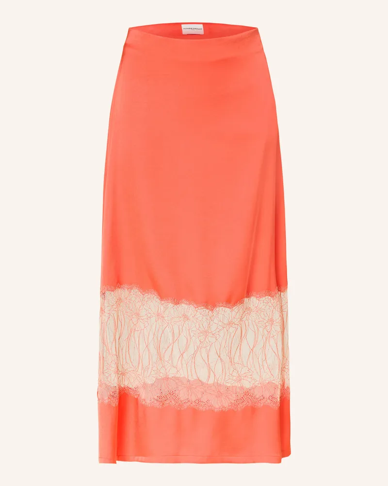 Claudie Pierlot Satinrock Mit Spitze orange Hellrot