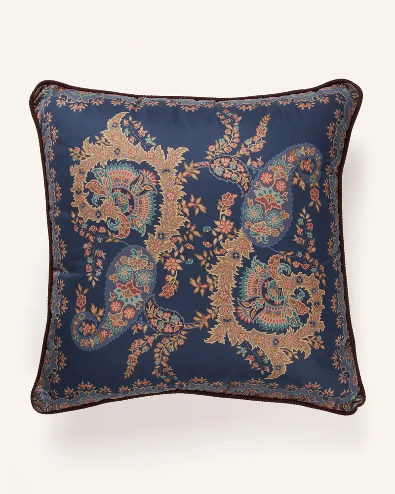 Etro Dekokissen aus Satin Dunkelblau