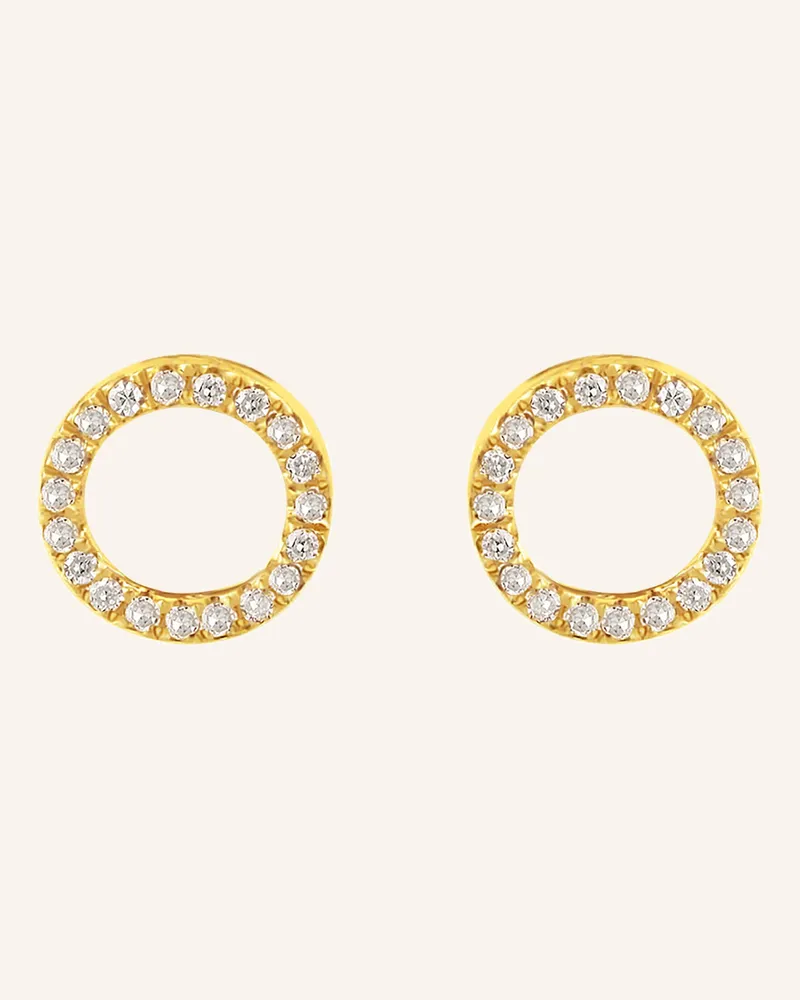 Leaf Ohrstecker CIRCLE 18 Karat Gelbgold mit Diamanten Gold