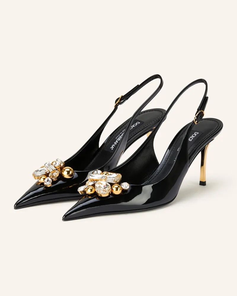 Dolce & Gabbana Slingpumps Mit Schmucksteinen schwarz Schwarz