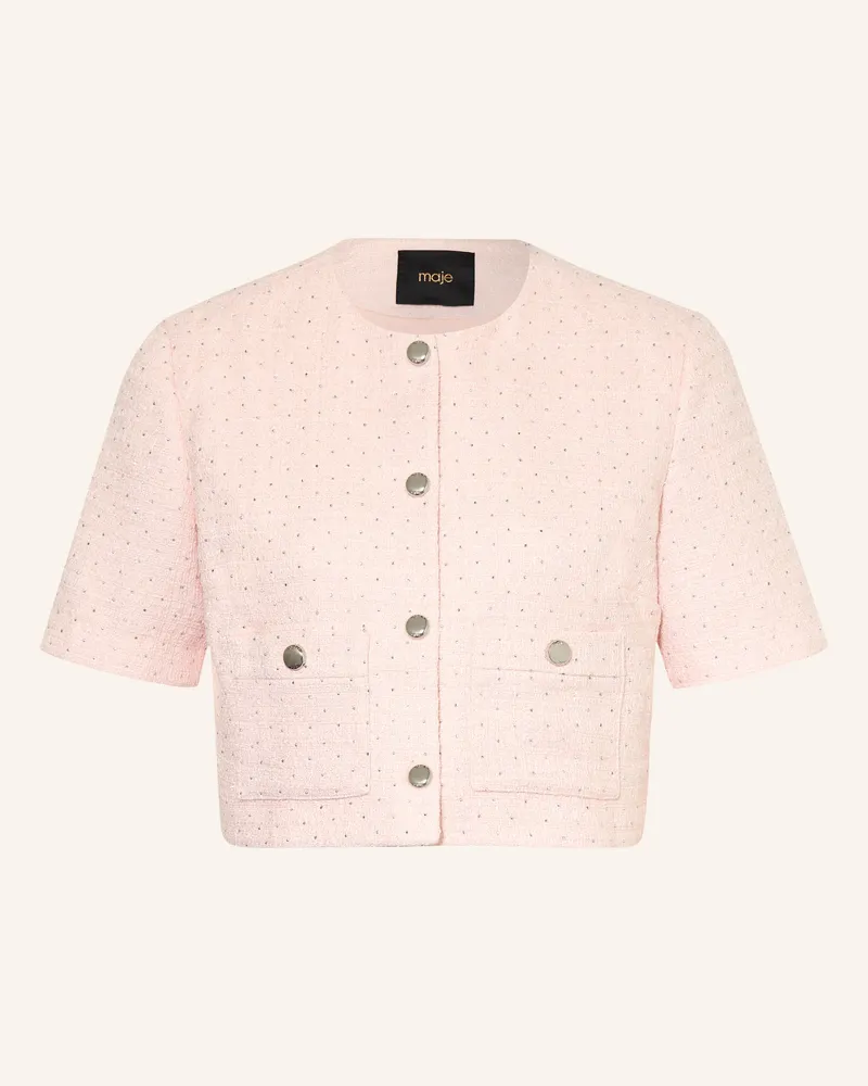 Maje Tweed-Jacke Mit Schmucksteinen Und Glitzergarn pink Rosé